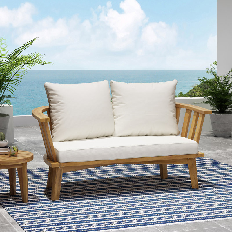 Rosecliff Heights 55'' Wide Outdoor Loveseat with Cushions & Reviews